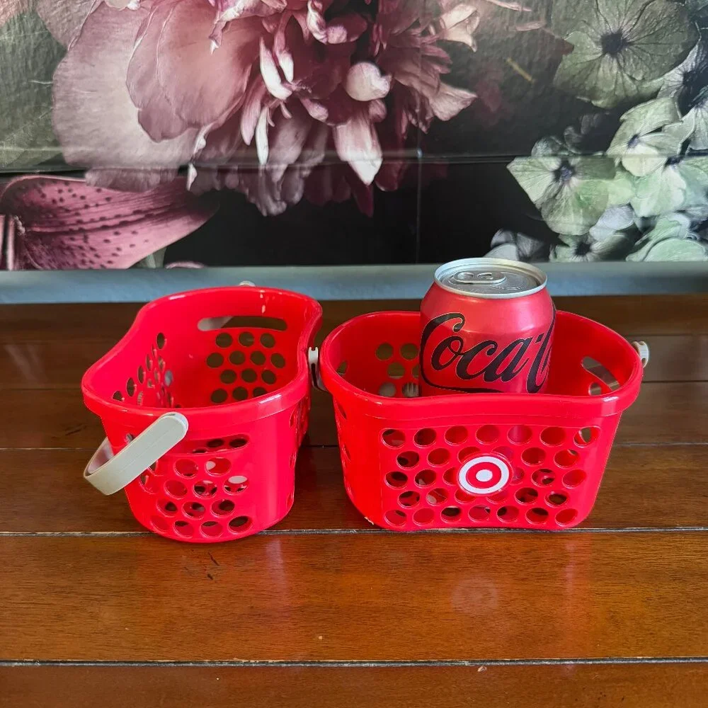 NEW 2-Pc Target Mini Shopping Basket - RED